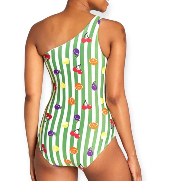 ModCloth retro one shoulder fruit stripe one piece swimsuit size Small - Picture 9 of 9